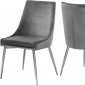 Karina Dining Chair 784 Set of 2 Grey Velvet Fabric by Meridian