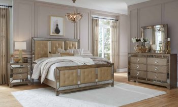 Portofino Bedroom Set 5Pc in Gold by Global w/Options [GFBS-Portofino Gold]