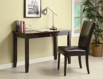 Faux Rosewood Top & Cappuccino Base Home Office Desk w/Chair [CROD-800784]