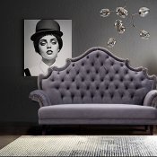 Antonia Settee in Medium Grey Velvet Fabric