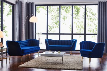 Margo Sofa 622 in Navy Velvet Fabric by Meridian w/Options [MRS-622 Margo Navy]