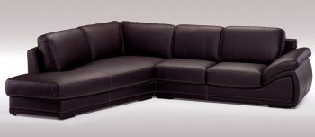 Espresso Full Leather Modern Sectional Sofa [VGSS-Holiday]