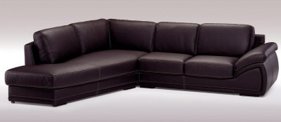 Espresso Full Leather Modern Sectional Sofa