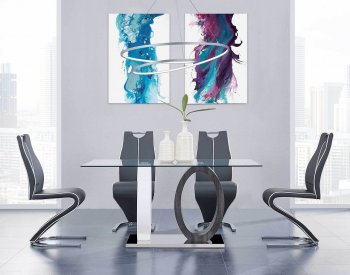 D1628DT 5Pc Dining Room Set in White & Grey by Global w/Options [GFDS-D1628DT-D4127DC]