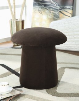 Chocolate Fabric Mushroom Shaped Modern Ottoman w/Swivel Seat