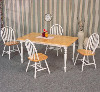 Natural & White Modern 5Pc Dining Set w/Windsor Back Chairs [CRDS-4160A]