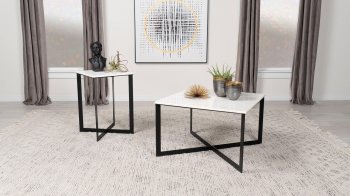 Tobin Coffee Table 3Pc Set 707698 in White & Black by Coaster [CRCT-707698 Tobin]