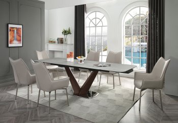 9188 Dining Table by ESF w/Optional 1218 Gray Taupe Chairs [EFDS-9188-1218 GT]