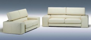 White Full Top Grain Italian Leather 3Pc Modern Living Room Set [VGS-Menphis-White]