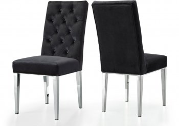 Juno Dining Chair 732 Set of 2 Black Velvet Fabric by Meridian [MRDC-732 Juno Black]