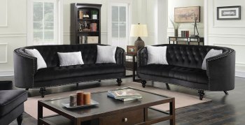 Manuela Sofa CM6145BK in Black Flannelette Fabric w/Options [FAS-CM6145BK-Manuela-Black]