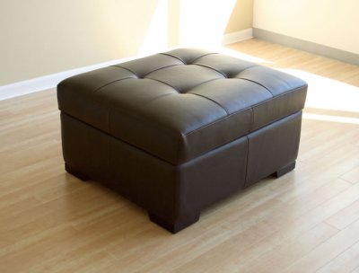 Brown Color Leather Ottoman With Convertible Bed