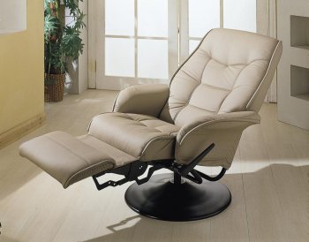 Beige Leatherette Cusion Contemporary Elegant Swivel Recliner [CRRC-370-7502]