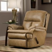 Beige Top Grain Italian Leather Modern Rocker Recliner