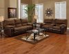 Cocoa Fabric & Brown Vinyl Modern Sofa & Loveseat Set w/Options