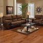 Cocoa Fabric & Brown Vinyl Modern Sofa & Loveseat Set w/Options