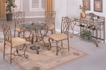 Antique Gold Metal Frame Dinette Table w/Optional Chairs [PXDS-F2045]