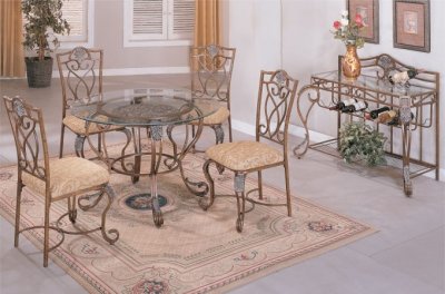 Antique Gold Metal Frame Dinette Table w/Optional Chairs