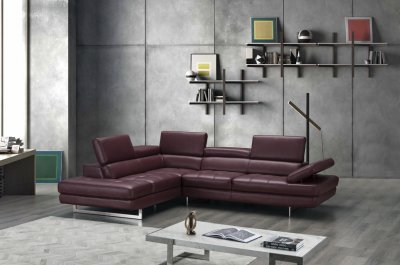 A761 Sectional Sofa in Maroon Leather by J&M