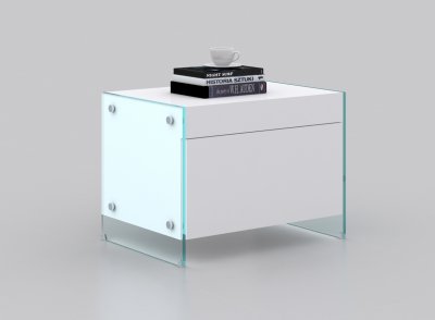 Il Vetro Set of 2 Nightstands in High Gloss White by Casabianca