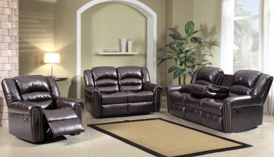 Chelsea Motion Sofa 684 in Brown Bonded Leather w/Optional Items