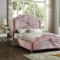 Rosie Upholstered Bed in Pink Velvet Fabric by Meridian