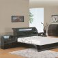 Wenge Zebrano High Gloss Finish Contemporary Bedroom Set