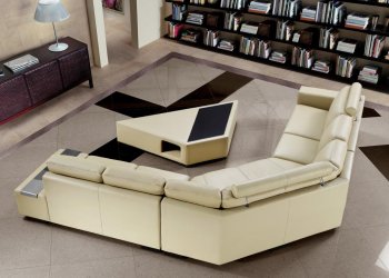 0646 Tera Beige Leather Sectional Sofa w/Coffee Table by VIG [VGSS-0646 Tera]