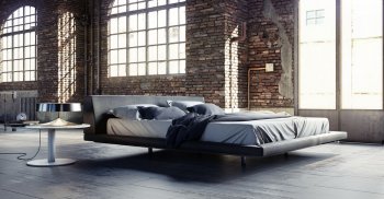 MD323 Jane Bed by Modloft in Slate Fabric Leather w/Options [MLBS-MD323 Jane Slate]