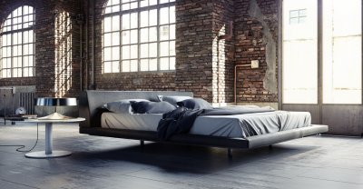 MD323 Jane Bed by Modloft in Slate Fabric Leather w/Options