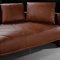 Jupiter Brown Leather Modern Sectional Sofa w/Chrome Legs