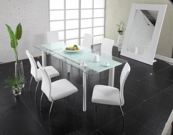 Glass Top & Metal Base Modern Dining Table w/Optional Chairs [CVDS-Chemistry]