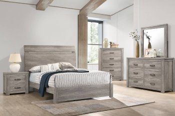 F9543 5Pc Bedroom Set in Weathered Wood by Poundex w/Options [PXBS-F9543]