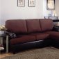 Dark Brown Microfiber Modern Small Sectional Sofa w/Vinyl Base