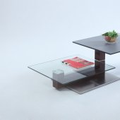 2507 Cocktail Table by Chintaly w/Grey Glass Swivel Top