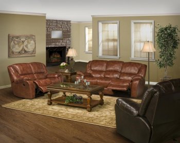 Walnut Leather Classic Motion Sofa & Loveseat Set w/Options [PLS-HERCULES]