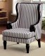 CM-AC6802 Accent Chair in White & Dark Blue Stripes Fabric