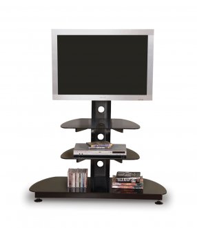 Metal Frame Contemporary Tv Stand With Glass Shelves