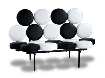 Black and White Two-Tone Loveseat with Bubble Design [AHS-F906]