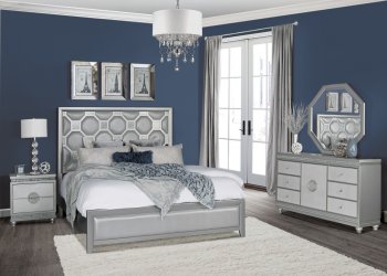 Kylie Bedroom Set 5Pc in Silver by Global w/Options [GFBS-Kylie Silver]