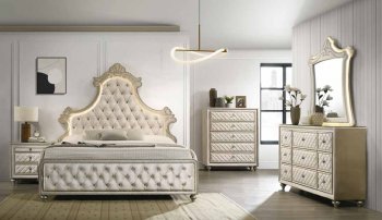 Lucienne Bedroom BD02335Q in Beige Velvet by Acme w/Options [AMBS-BD02335Q Lucienne]