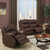 Brown Bonded Leather Contemporary Motion Recliner Sofa