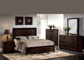 21490 Ishaan Bedroom 5Pc Set in Dark Merlot by Acme w/Options [AMBS-21490 Ishaan]