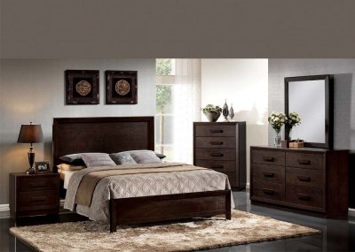 21490 Ishaan Bedroom 5Pc Set in Dark Merlot by Acme w/Options