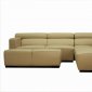 Beige Full Leather Modern 3PC Sectional Sofa w/Ottoman