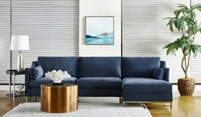 Harlow Sectional Sofa in Indigo Fabric by Klaussner