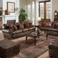 Walnut Bonded Leather Traditional Sofa & Loveseat Set w/Options