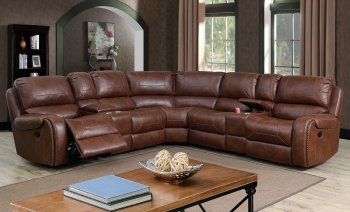 Joanne Motion Sectional Sofa CM6951BR in Brown Leatherette [FASS-CM6951BR-Joanne]