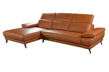 Mercer Sectional Sofa in Adobe Orange Leather by Beverly Hills [BHSS-Mercer-Chaise Adobe Orange]