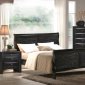 Dark Espresso Finish Stylish Bed w/Woven Bamboo Design